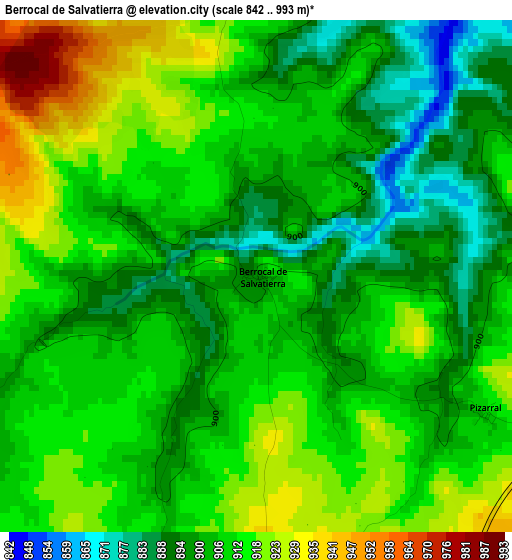 Berrocal de Salvatierra elevation map