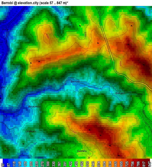 Berrobi elevation map