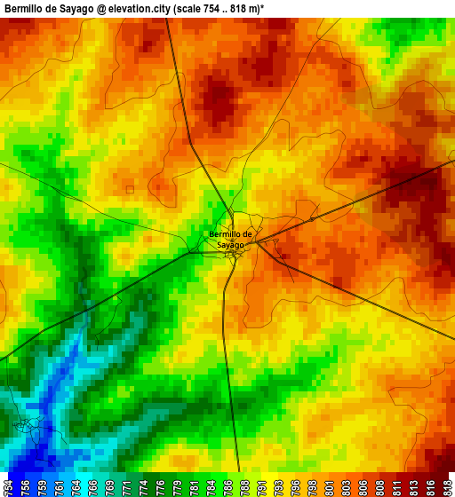 Bermillo de Sayago elevation map