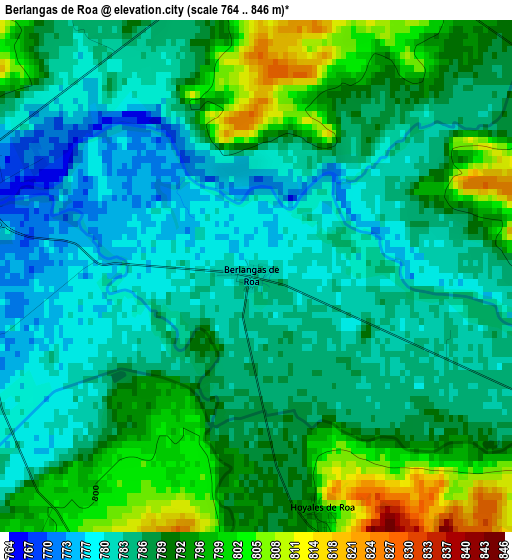 Berlangas de Roa elevation map