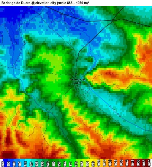 Berlanga de Duero elevation map