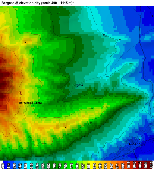 Bergasa elevation map