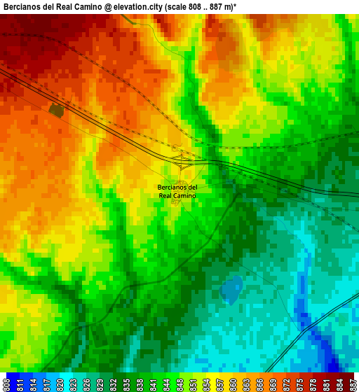 Bercianos del Real Camino elevation map