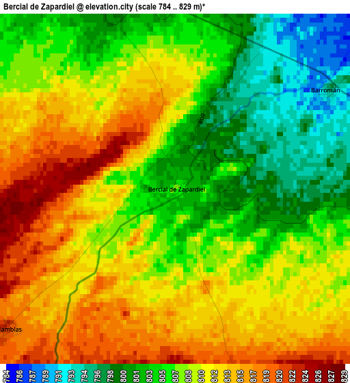 Bercial de Zapardiel elevation map