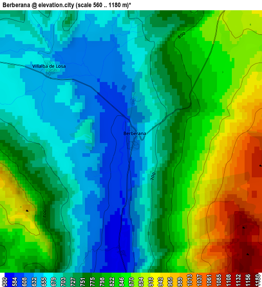 Berberana elevation map