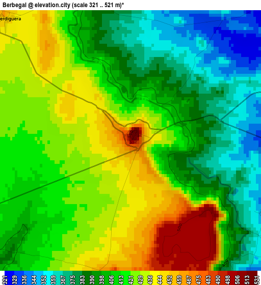 Berbegal elevation map