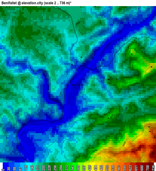 Benifallet elevation map