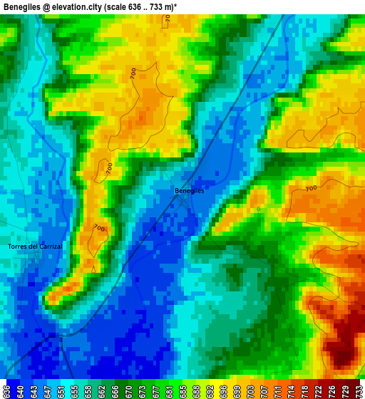 Benegiles elevation map