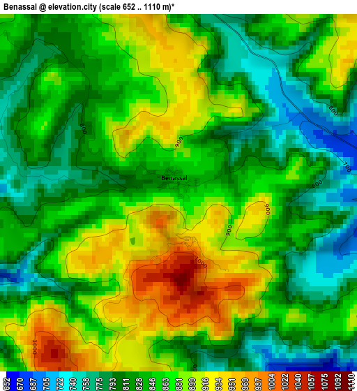 Benassal elevation map