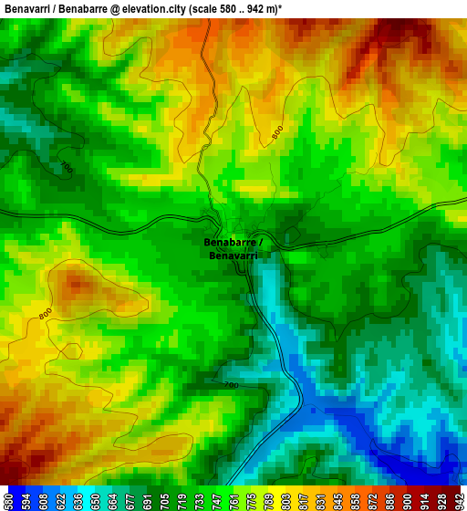 Benavarri / Benabarre elevation map