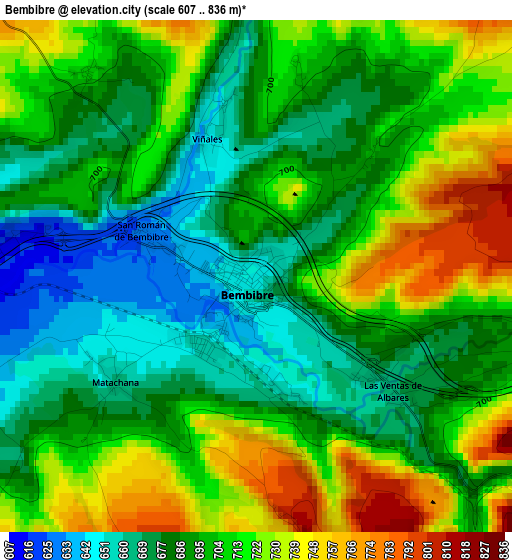 Bembibre elevation map