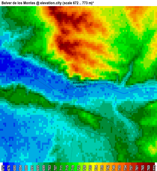 Belver de los Montes elevation map