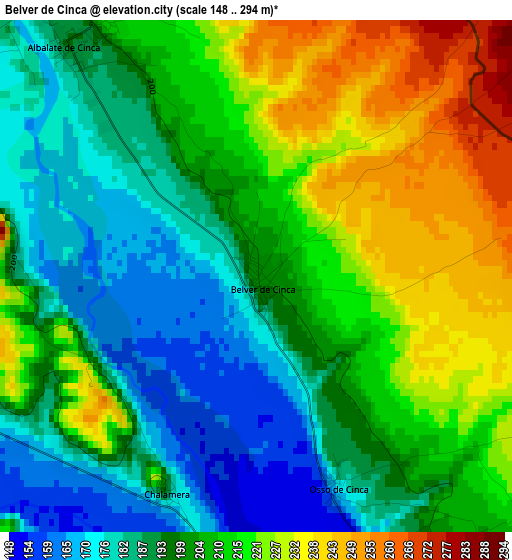 Belver de Cinca elevation map