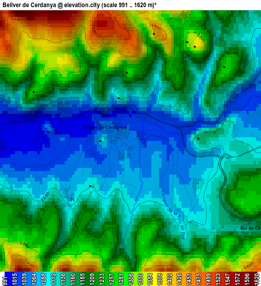 Bellver de Cerdanya elevation map