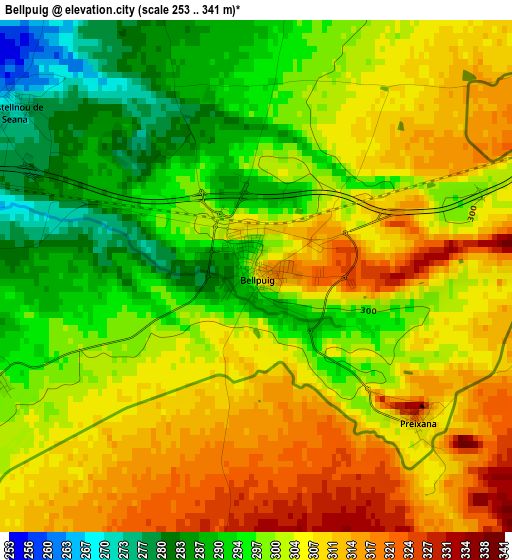 Bellpuig elevation map