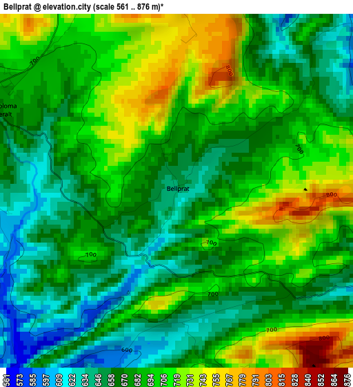 Bellprat elevation map