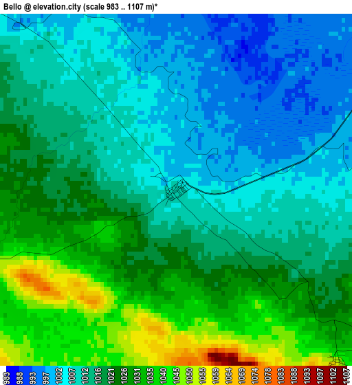 Bello elevation map