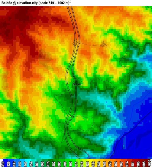 Beleña elevation map