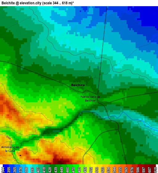 Belchite elevation map