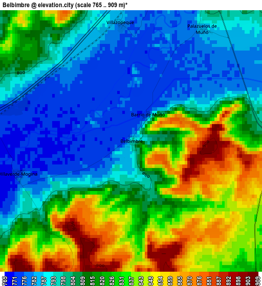 Belbimbre elevation map