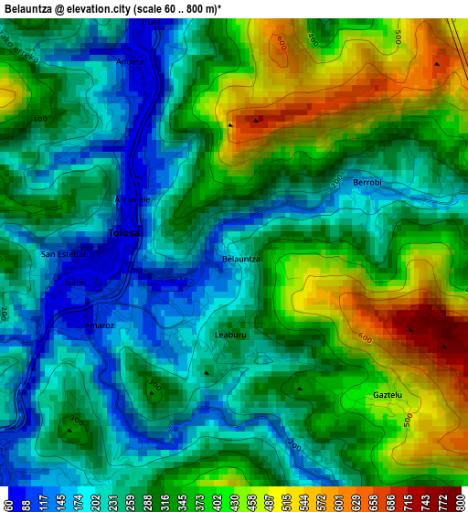 Belauntza elevation map