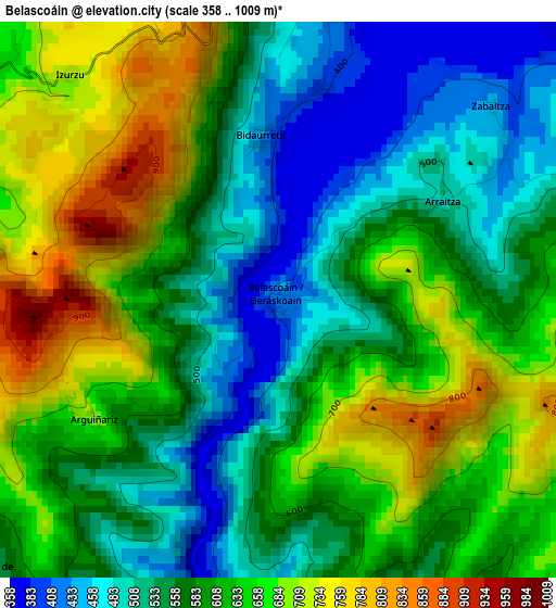 Belascoáin elevation map