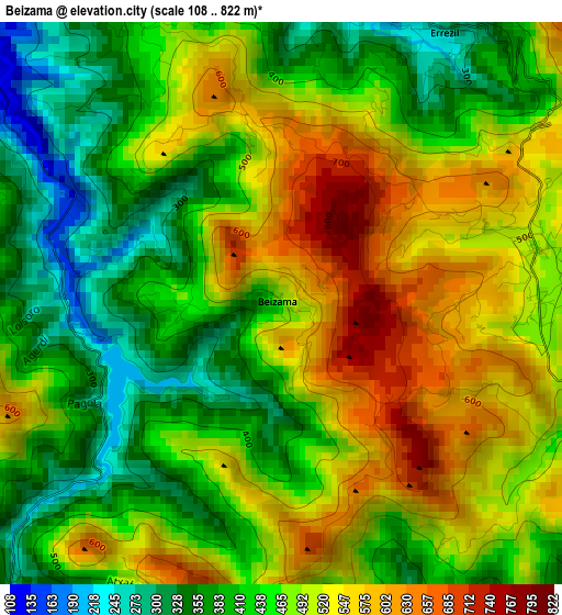 Beizama elevation map