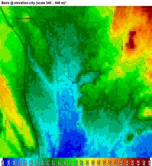 Beire elevation map