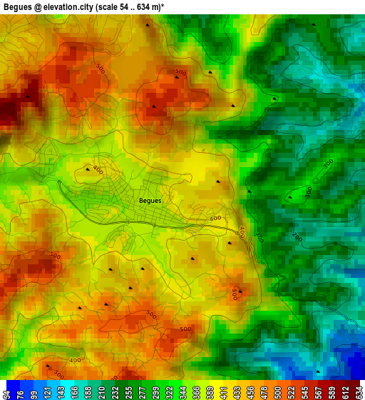 Begues elevation map