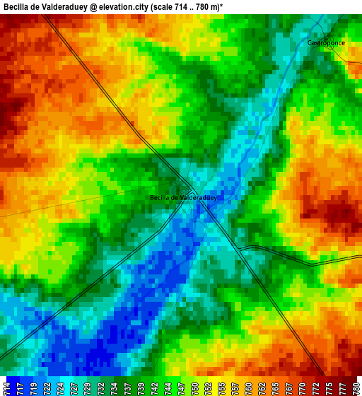 Becilla de Valderaduey elevation map