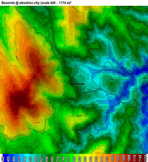 Becerreá elevation map