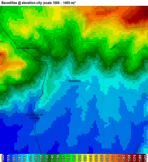 Becedillas elevation map