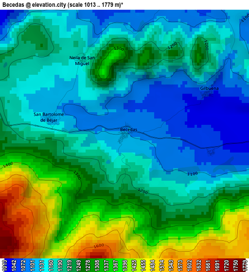 Becedas elevation map