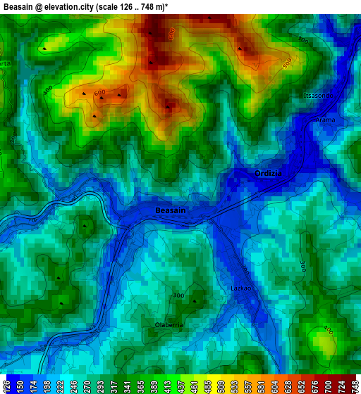 Beasain elevation map