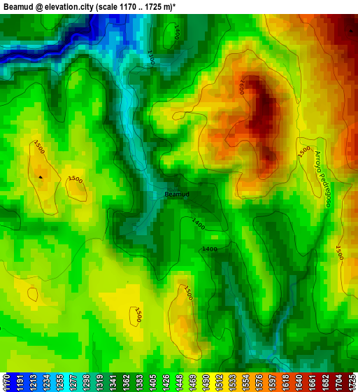 Beamud elevation map