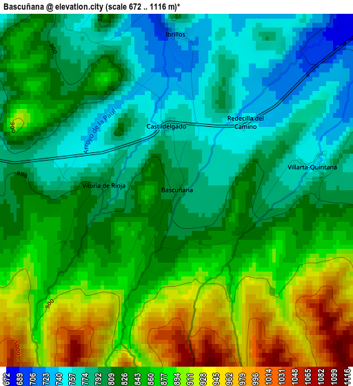 Bascuñana elevation map