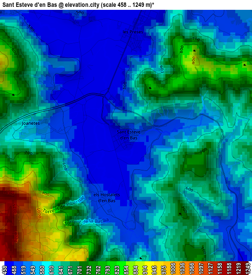 Sant Esteve d'en Bas elevation map