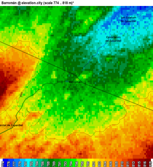 Barromán elevation map