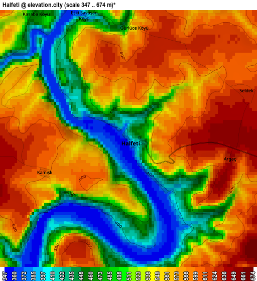 Halfeti elevation map