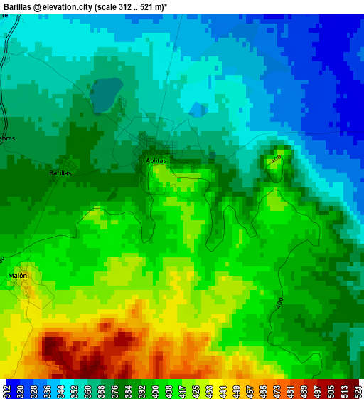 Barillas elevation map