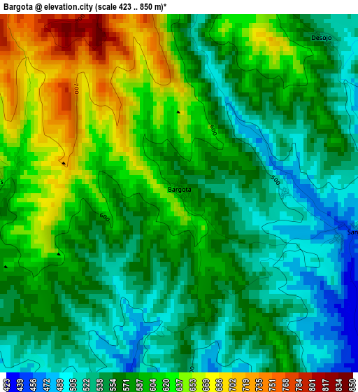 Bargota elevation map