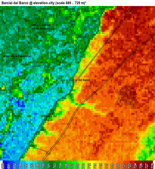 Barcial del Barco elevation map