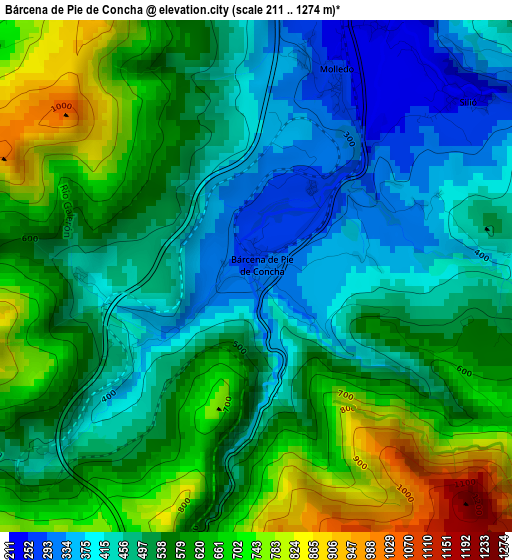 Bárcena de Pie de Concha elevation map