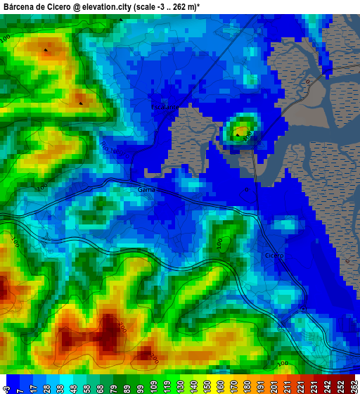 Bárcena de Cicero elevation map