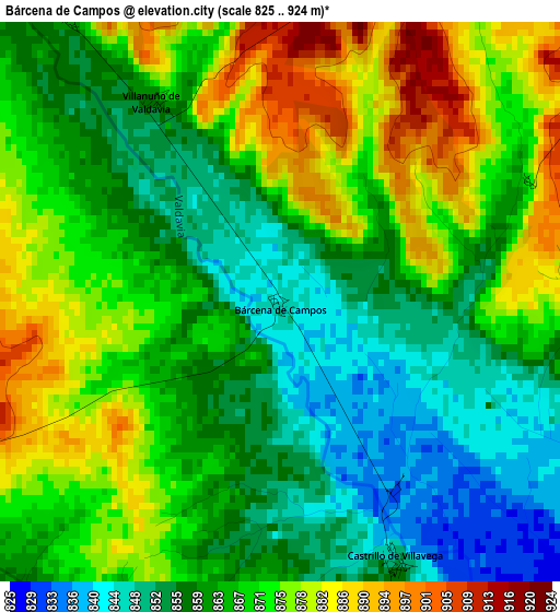 Bárcena de Campos elevation map