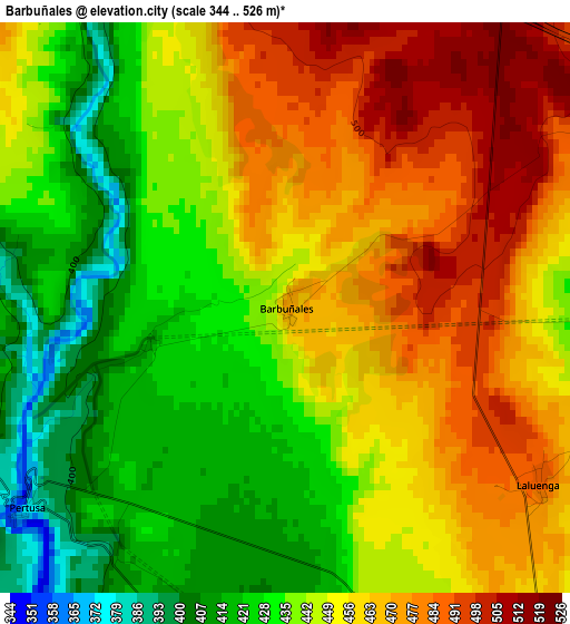 Barbuñales elevation map