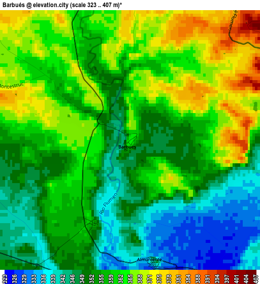 Barbués elevation map