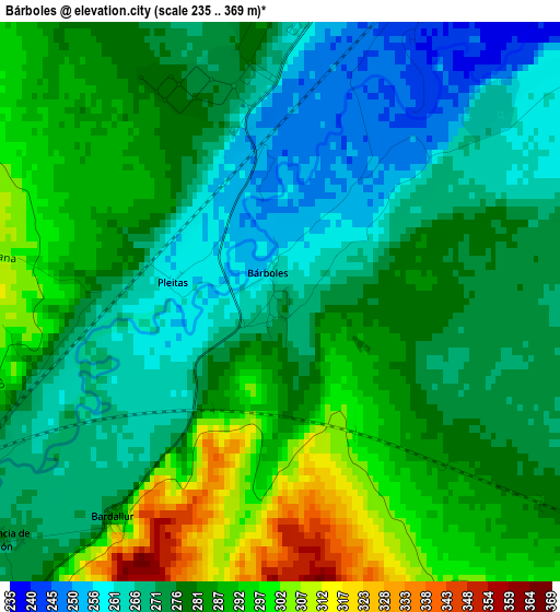 Bárboles elevation map