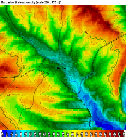 Barbastro elevation map