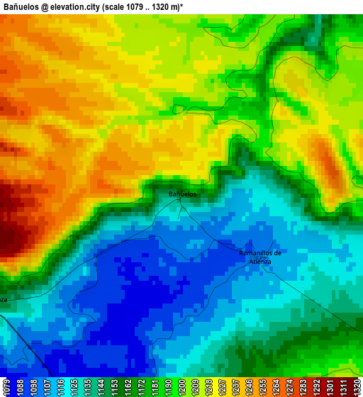 Bañuelos elevation map